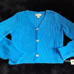 Jessica Simpson Vibrant Blue Fuzzy Cardigan